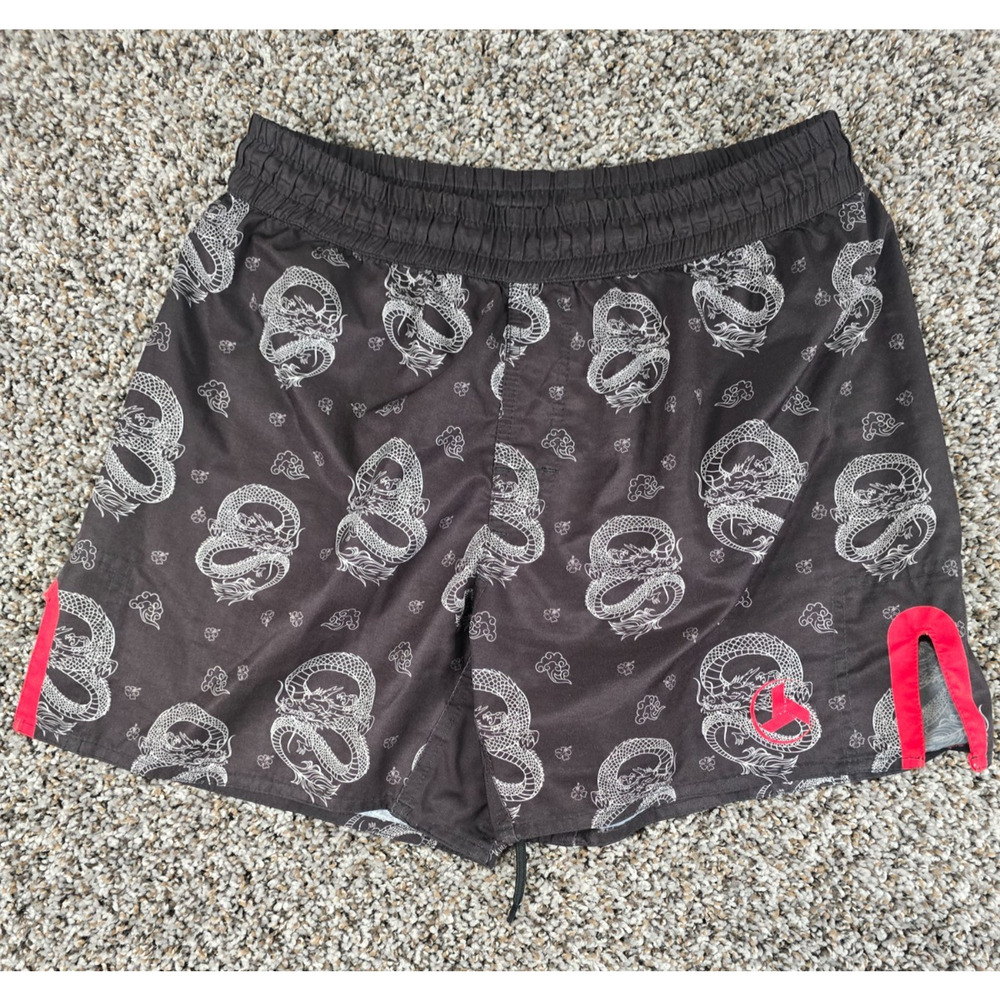Archetype Athletics Mens Sz L Loose Fit MMA Shorts Black Dragon Print